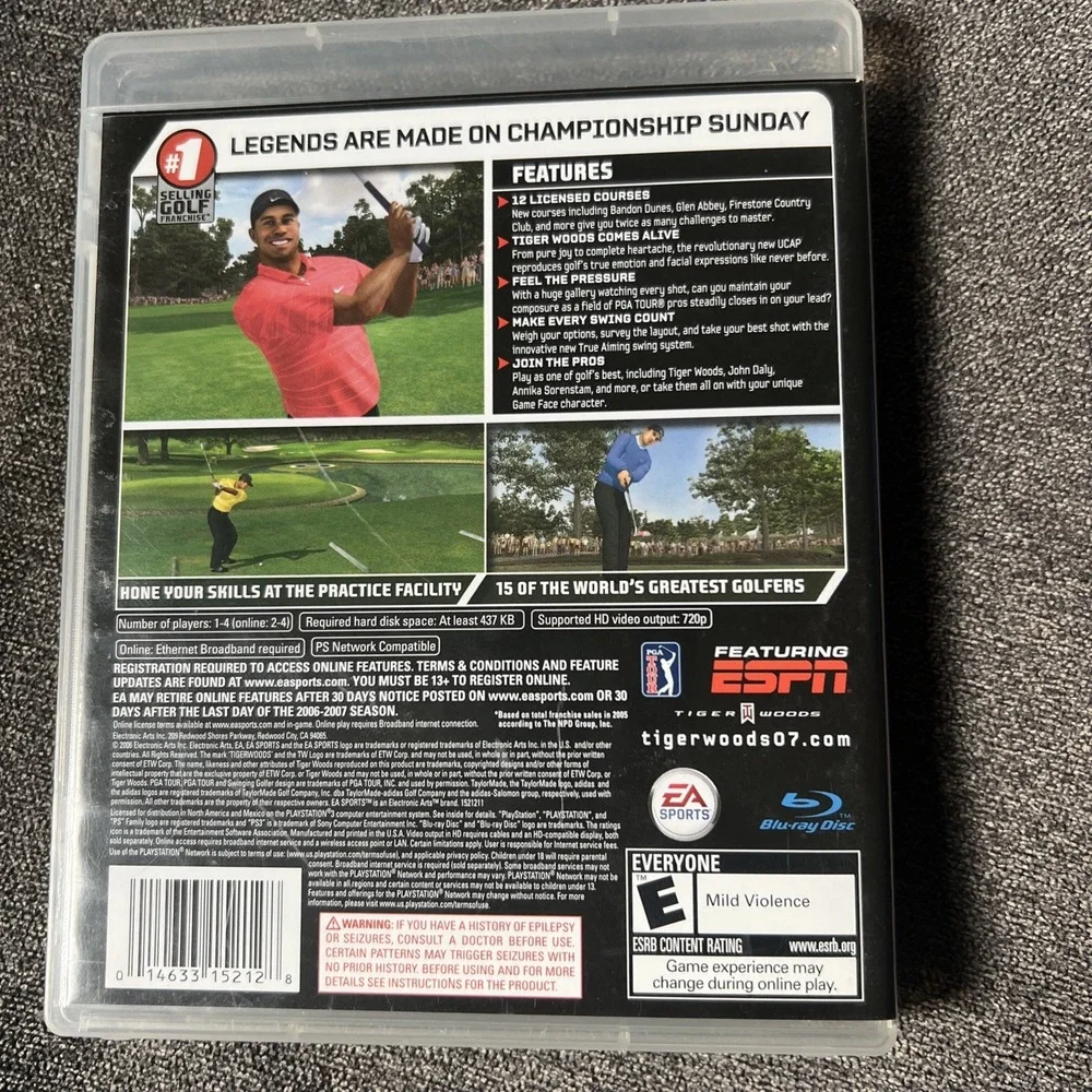 Tiger Woods PGA Tour 07 - PS3 GAME - Sony PlayStation 3 , 2006 EA Sports VGC